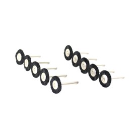 TEMO 10 pc Nylon Plastic Bristle 3/4 Inch Flat Wire Brush #403 1/8 Inch Shank for Dremel Rotary Tools