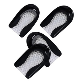 Ipetboom 2 Pairs Heel Pads Shock Absorbing Cushions for Foot Care Invisible Heightening Half Pads Black Relieves From Heel Spurs Plantar