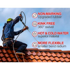 YAMATIC Non Marking 1/4" 4200 PSI Pressure Washer Hose 50 FT for Hot/Cold Water Rubber Wire Braided, Kink Resistant Swivel Quick Connection, Industry Grade for Power Washer, Super Wear Resistant