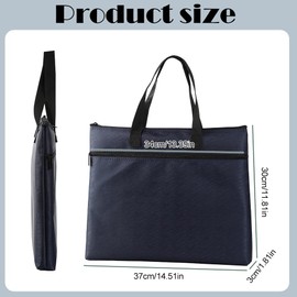 Cosysparks Flat Zip Bag, Large File Bag with Handle, Waterproof A4 Document Bag with 2 Pockets, Oxford A4 Folder Bag for Meeting Office, School and Travel