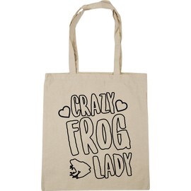 Hippowarehouse Crazy frog lady Tote Shopping Gym Beach Bag 42cm x38cm, 10 litres
