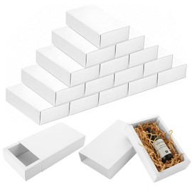 LOLYSIC 40 Pack Kraft Paper Drawer Box, 7x4.3x1.5 Inch White Cardboard Present Boxes, Paper Mache Boxes Soap Jewelry Boxes for Candy, Wedding Party Favors, Festival Gift Packaging