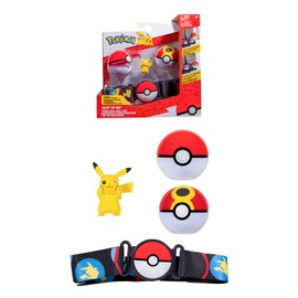 Bandai JW2720 Pokémon Clip 'N' Go-1 Ceinture, 1 Poké Repeat Ball et 1 Figure 5 cm POK Belt Wave 11, Caricature, Pikachu 2, M