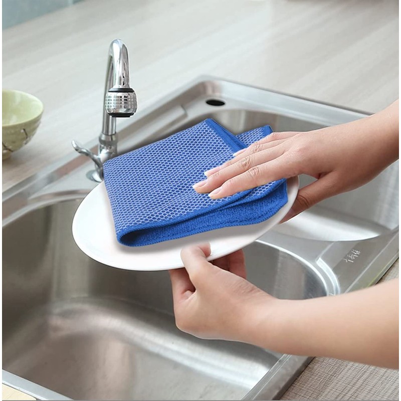 PGlife Microfiber Dish Cloth with Poly Mesh Scouring Side for