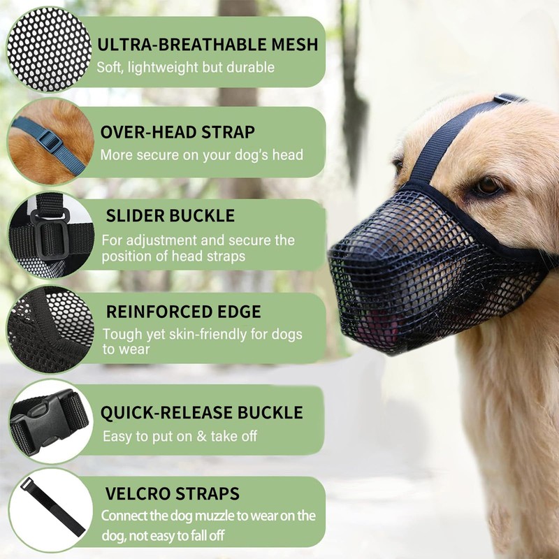 Dog Muzzle for Large Dog, Muzzles with Velcro Straps, Breathable