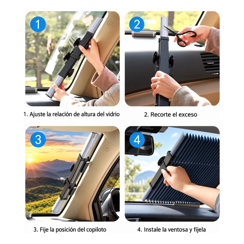 Visera Para El Parabrisas Del Auto, Cortina Parasol Retráctil Apta