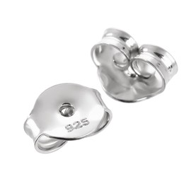 NKlaus 8052 925 Sterling Silver Stud Earrings Width 8 mm Butterfly Clasp Hole 1.3 mm, Sterling Silver