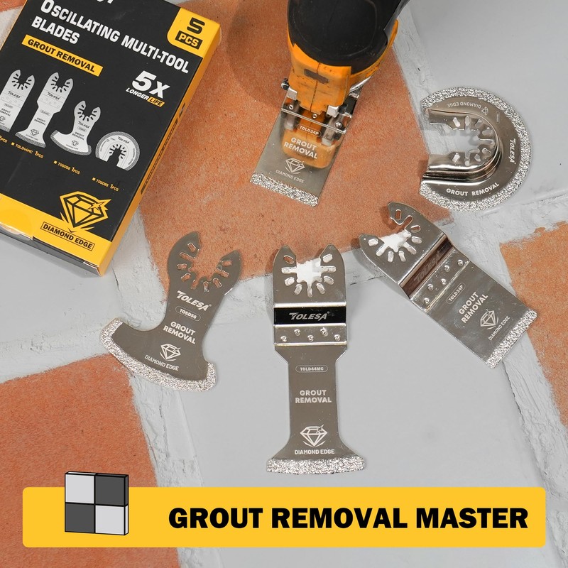 Diamond Oscillating Multi Tool Blades 5 Pcs Set, Precise &