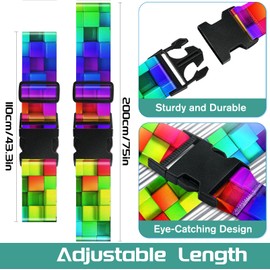 Slohif Luggage Straps for Suitcases Travel Belt Accessories Luggage Connector Identifiers Over Handle with Buckle Unique Nylon Adjustable Strap for Sleeping Bag Car Seat Color Square (2 Pack)