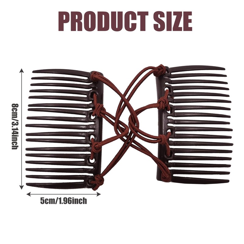 2 Pcs Plastic Double Hair Combs Elastic Magic Hair Clip