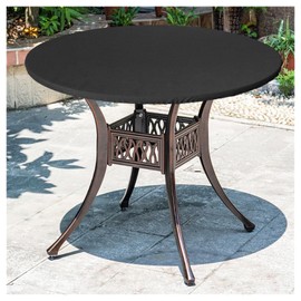Fundas para muebles de patio de 48 x 4 pulgadas, 600D para mesa redonda de jardín para exteriores, se adapta a muebles redondos de patio de hasta 46 a 48 pulgadas de diámetro, color negro
