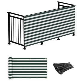 Windscreen4less 3'x106' Deck Balcony Privacy Screen for Deck Pool Fence Railings Apartment Balcony Privacy Screen for Patio Yard Porch Chain Link Fence Condo with Zip Ties Green and White