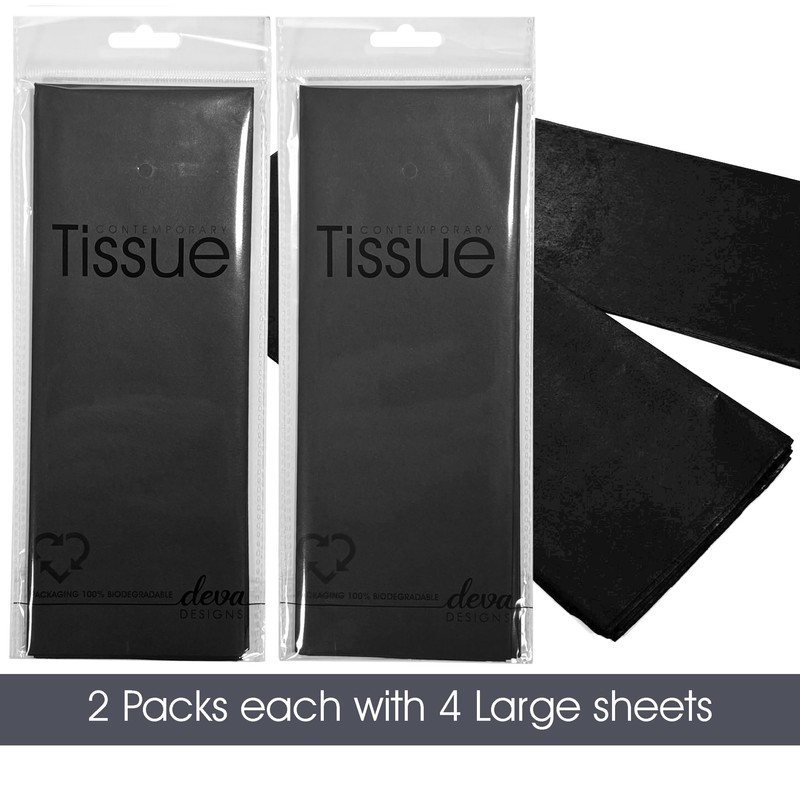 Black Tissue | 8 Sheets 50x70cm | 2 Packs, Each