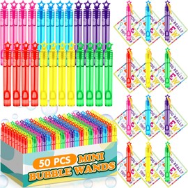 Silkfly 50 Pcs Mini Bubble Wands Bubble Party Favors End of the Year Gifts for Students Summer Beach Pool Kits Boy Girl Student Gifts from Teacher for School Classroom Goodie Bag