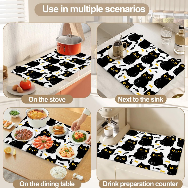 Stove Top Covers for Electric Stove,Cute Black Cat Fish Heat