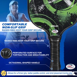 WROSU Pickleball Paddles Set of 2 Carbon Fiber | 2024 USAPA Approved Equipment W/Accessories | Core Carbon Fiber Pickleball Racquet | Have Traction and Stability | for Friends