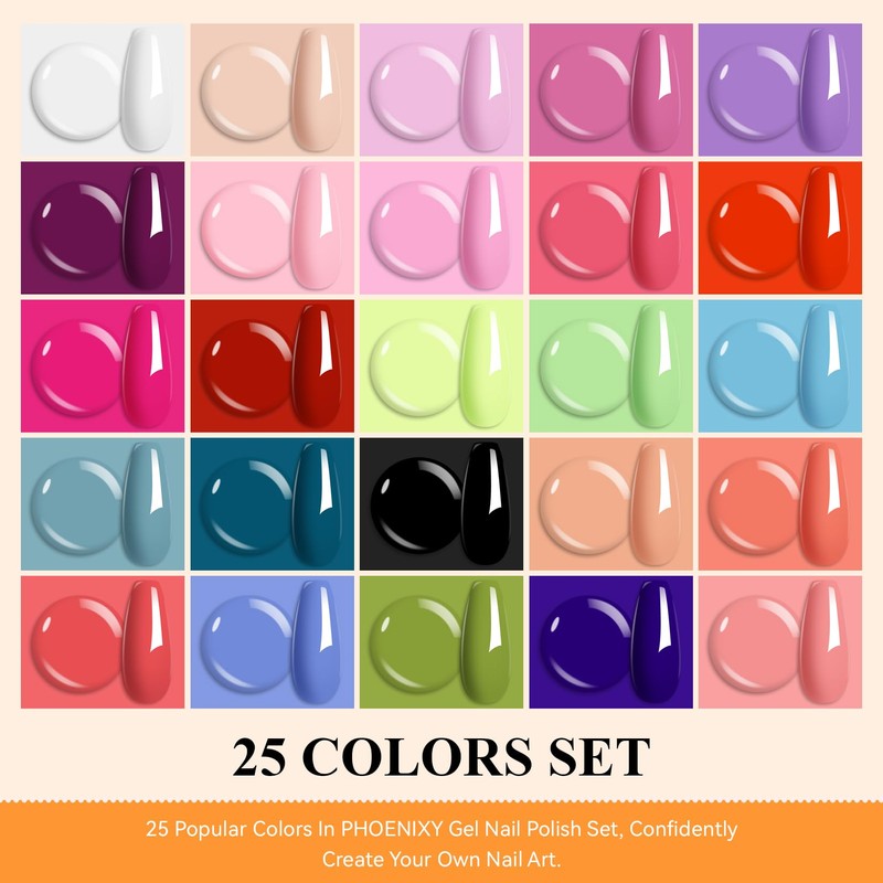 Phoenixy Gel Nail Polish 25+5 PCS Nail Polish Set with