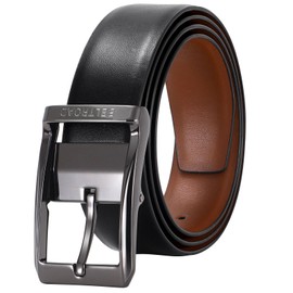 BELTROAD Men's Leather Belt for Jeans, Work, Business & Casual - Black, One Size, 1.3" Width, Alloy Buckle