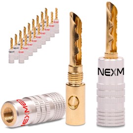 NEXMEX Hollow Banana Plugs 4 mm - Pack of 20 Plugs as a Set - Hollow Connectors 24K Gold-Plated Hollow Bananas for Speaker Cable - HiFi Speaker Connection