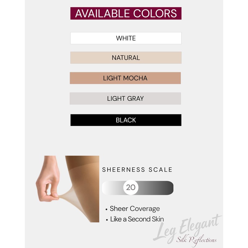 leg elegant 3 Pairs Sheer Tights Women's 20D Ultra Sheer
