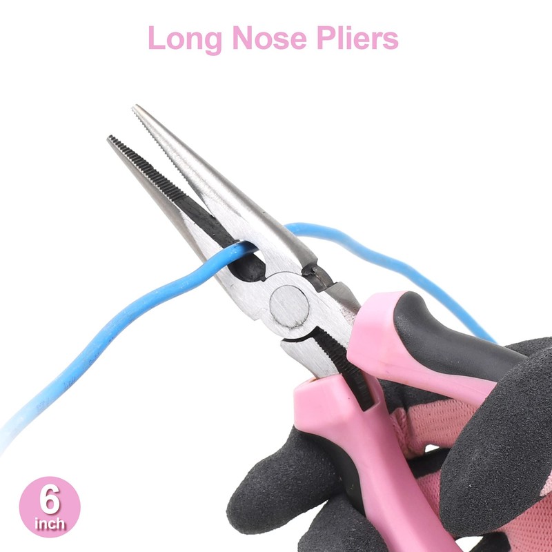 FASTPRO 5-Piece Pink Utility Pliers Set with Storage Bag, Includes