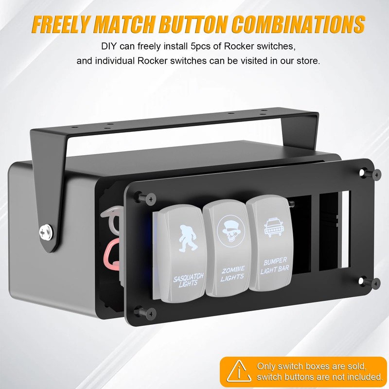 Okerny Rocker/Toggle Switch Box - 5 Gang Switches Installation housing