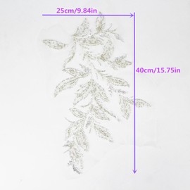 SUNMOVE 1PC 3D Beaded Embroidery Sequin Lace Applique Sew On Flower Fabric Collar Patch for Wedding Gown Dress Bridal DIY Crafts (Right)