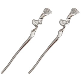 2 Pcs Silver Spiral Snake Metal Hair Chopsticks, Minimalist Irregular Chinese Hairpins, Punk Style Hair Accessories for Women & Girls
