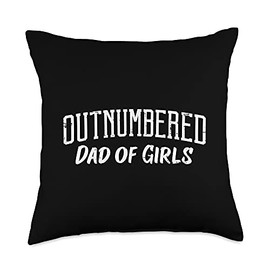 Best Dad Pillows Husband Birthday Fathers Day Gift Outnumbered Dad of Girls Funny Fathers Day Daddy Papa Men Throw Pillow, 18x18, Multicolor