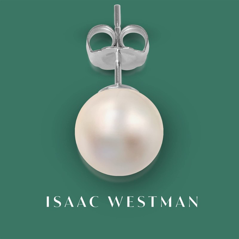 ISAAC WESTMAN White Freshwater Cultured Pearl Stud Earrings (8.0-8.5mm) -