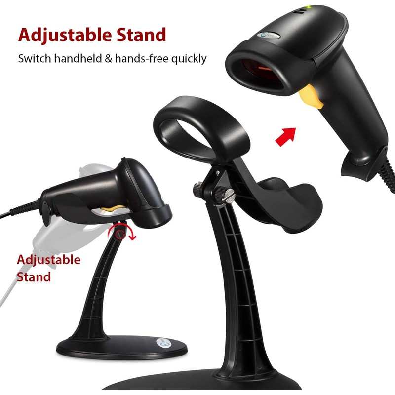 Barcode Scanner with Stand, 2 Pack Wired Handheld Bar Code