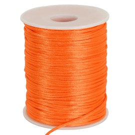 TONIFUL 2mm x 110 Yards Orange Nylon Cord Satin String for Bracelet Jewelry Making Rattail Macrame Trim Cord Necklace Bulk Beading Thread Kumihimo Chinese Knot Craft