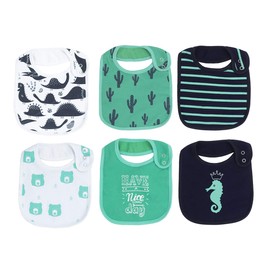 Waterproof Cotton Baby Bibs for Boys for Drooling Teething Feeding 6 Pack
