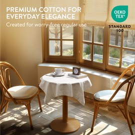 JEMIDI Cotton Tablecloth 80 x 80 cm – Table Cloth Oeko-Tex Certified – Linen Look Tablecloth – Square Tablecloths – Table Cloth Fabric for Living Room Table – White