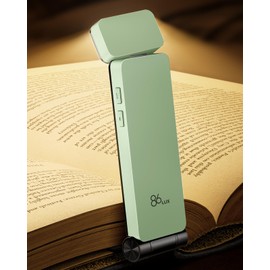 86lux Book Light, Rechargeable Clip-On LED Reading Light for Bed & Night Use - 3 Color Temperatures with Stepless Dimming, Ultralight Bookmark Design for Kids, Book Lovers, Mint Green