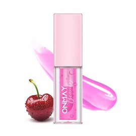 ONMAY Hydrating Plumping Lip Gloss with Hyaluronic Acid & Vitamin E - No Burning Sensation Lip Oil for Moisturizing, Nourishment & Fuller Lips-Cruelty Free(cherry, 5ml)
