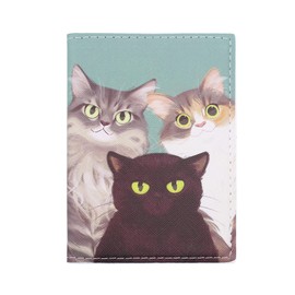 Caviotess Cute Cat Puppy Passport Holder Waterproof Leather Passport Cover Card Case Travel Wallet for Kids Teens Adults