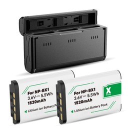OHZHAO 2 Pack NP-BX1 Battery with Charger, 1520mAh Battery for Sony NP-BX1/M8, ZV-1, ZV-1 II, Cyber-Shot DSC-HX80, HX90V, HX95, HX99, RX1, RX1R II, RX100 (II/III/IV/V/VA/VI/VII), FDR-X3000, HDR-AS50