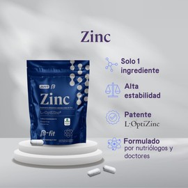 B-FIT B Zinc 90 Cápsulas - Suplemento con Zinc-L-Metionina - Apto para Veganos - Fórmula 100% Natural - Cáps. de Origen Vegetal - Suministro para 3 Meses - 90 Dosis