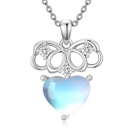 925 Sterling Silver Moonstone Cubic Zirconia Necklace Pendant Different Pattern Moonstone Necklace Pendant Jewelry for Women, Sterling Silver, Moonstone