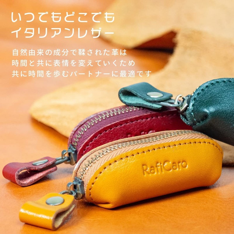 RafiCaro Small Coin Case, Genuine Leather, Key Chain, Small, Mini,
