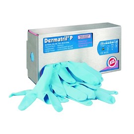 KCL Dermatril P743 Disposable Gloves, Pack of 50, 743 10, Blue, XL (Pack of 50)