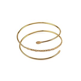 Fodattm Women Lady Punk Three-Ring Bracelet Armband Bangle Simple Metal Bridal Upper Arm Cuff Gypsy Boho Armband Armlet (Gold)