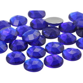 15mm Flat Back Round Acrylic Rhinestones Plastic Gems for Jewelry Making Costume Jewels Cosplay Embelishments - 40 Pieces (Blue Dark Sapphire .NAB01)