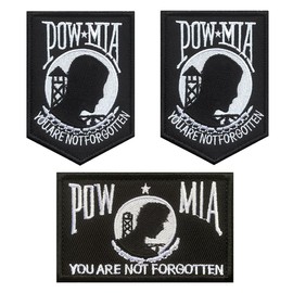 3 Packs POW MIA You are NOT Forgotten Embroidered Iron On Sew on Emblem Patch Tactical Military Army Veteran Patch-Perfect for Hats,Clothes,Backpack,Cap,Vest, Uniform Etc