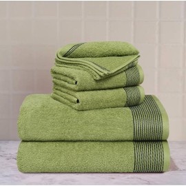 Belizzi Home 100% Cotton Ultra Soft 6 Pack Towel Set, Contains 2 Bath Towels 28x55 inchs, 2 Hand Towels 16x24 inchs & 2 Washcloths 12x12 inchs, Compact Lightweight & Highly Absorbant - Kiwi Green