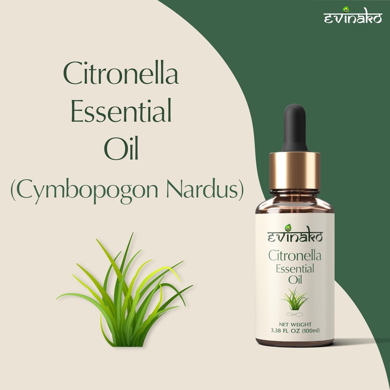 Evinako Citronella Essential Oil 100ml (3.38 fl oz) - 100%