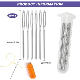 Large Eye Sewing Needles, 20 Pcs Large Eyed Blunt Ended Hand Sewing Needles Easy Thread Big Eye Yarn Wool Knitting Needle 2.3"