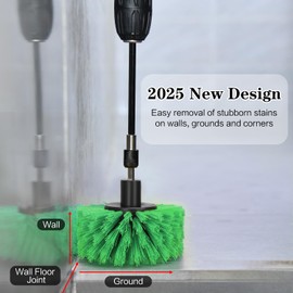 4pcs Drill Brush Attachment Kit, 2025 New Grout Drill Brush Set, All Purpose Power Scrubber Cleaning Kit for Bathtubs, Tile Grout Lines, Bathroom, Showers, Tile, Tile Seams (Green)
