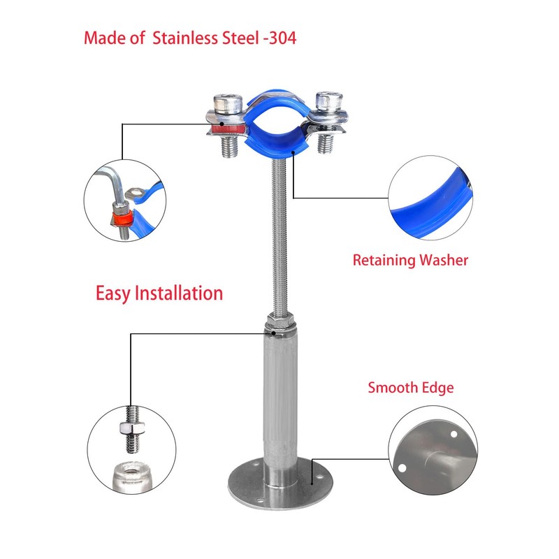 POTONZ Wall Mount Ceiling Mount Pipe Supports,Adjustable Pipe Clamps 、Hangers、Stainless